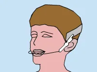 Headgear with facebow illustration for orthodontic discomfort management.